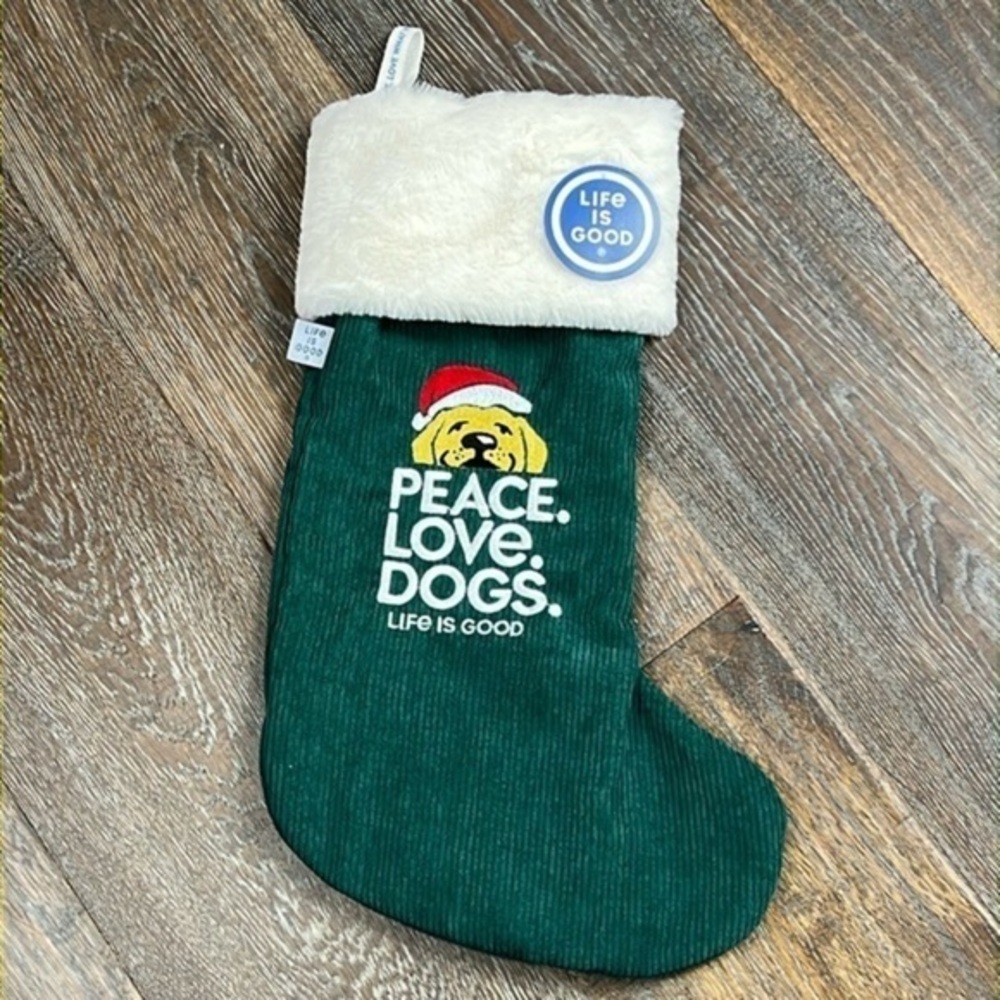 PETS - Life is Good - ‘Peace Love Dogs’ Corduroy Stocking. NWT
